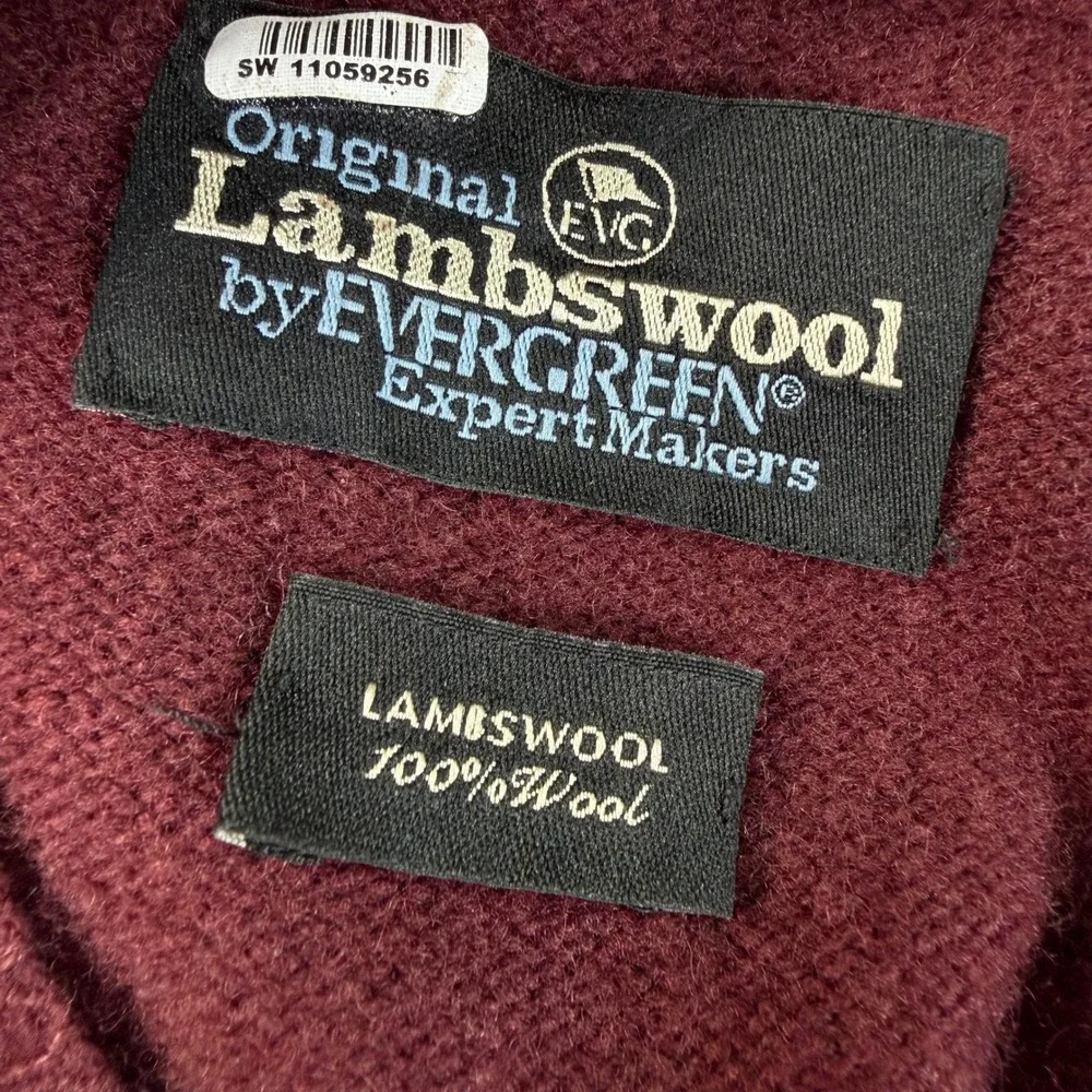 Evergreen ExpertWares Mens M 100% Lambswool Sweater Vest Burgundy V-Neck